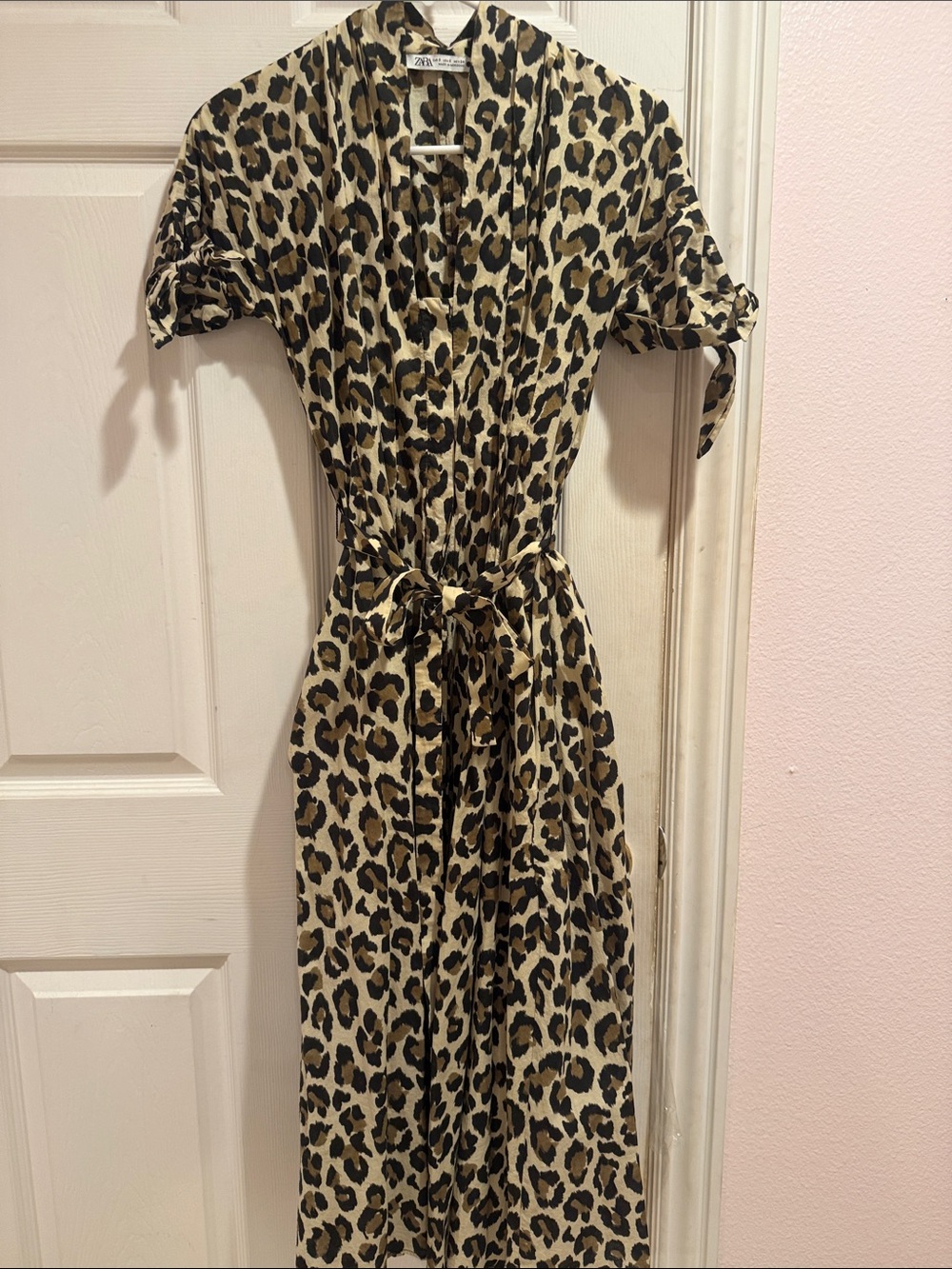 Zara Leopard Print Maxi Dress in Tan & Black